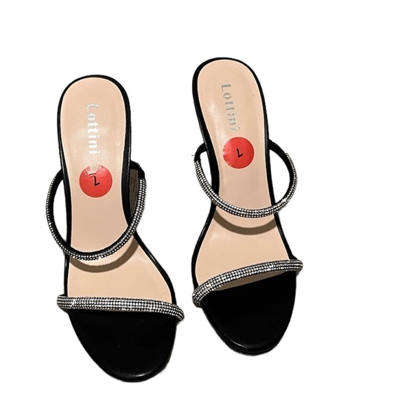 Steven Madden Look Alikes- black rhinestone Steleto Slip on sandal heal Size 7- - Picture 2 of 6